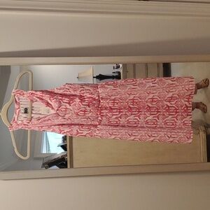Mud Pie Pink Teagan Lattice Print Sleeveless Racerback Dress size Small